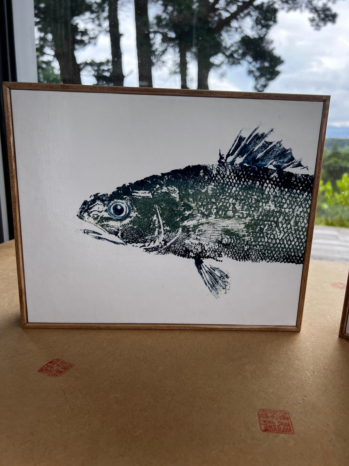 Anglesey Sea Bass Diptych Gyotaku Print