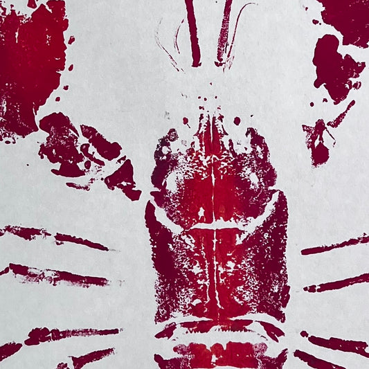 Menai Strait Lobster, Gyotaku Printed in Red ink