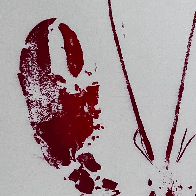 Menai Strait Lobster, Gyotaku Printed in Red ink.