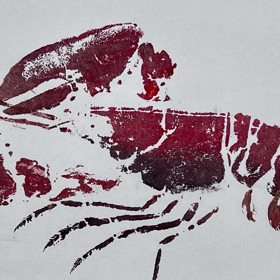 Menai Strait Lobster, Gyotaku Printed and Wet Mounted.