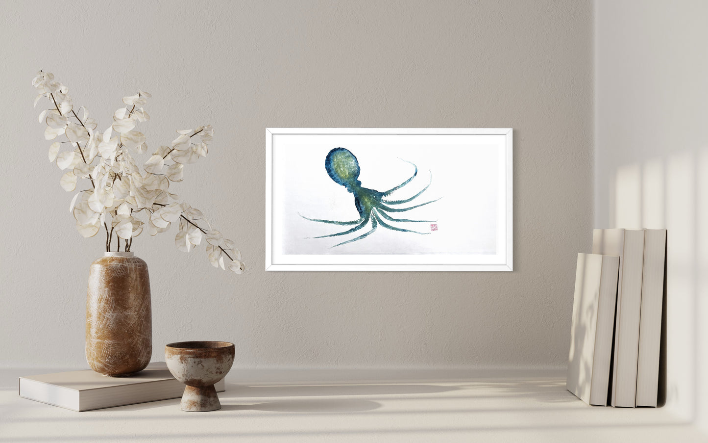 Octopus Gyotaku Printed and Wet Mounted.