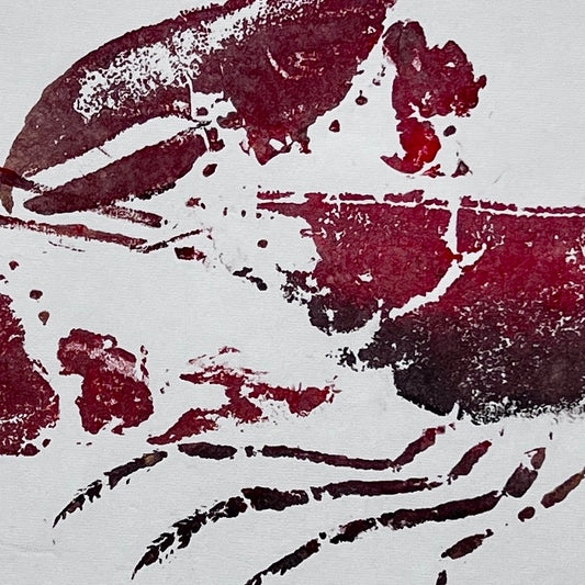Menai Strait Lobster, Gyotaku Printed and Wet Mounted.