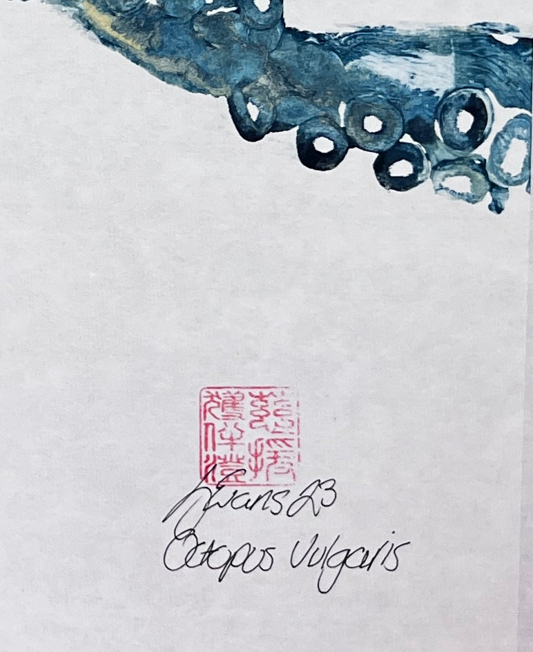 Gyotaku Impression taken from Octopus Vulgaris Tentacles