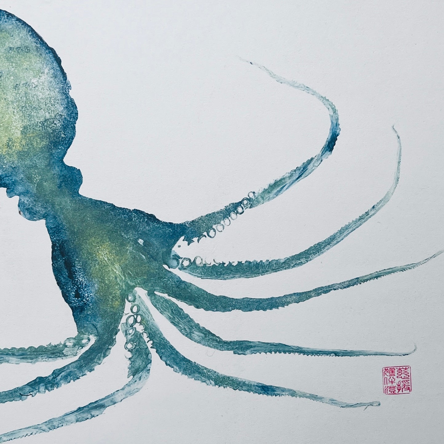 Octopus Gyotaku Printed and Wet Mounted.