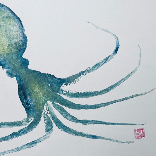 Octopus Gyotaku Printed and Wet Mounted.