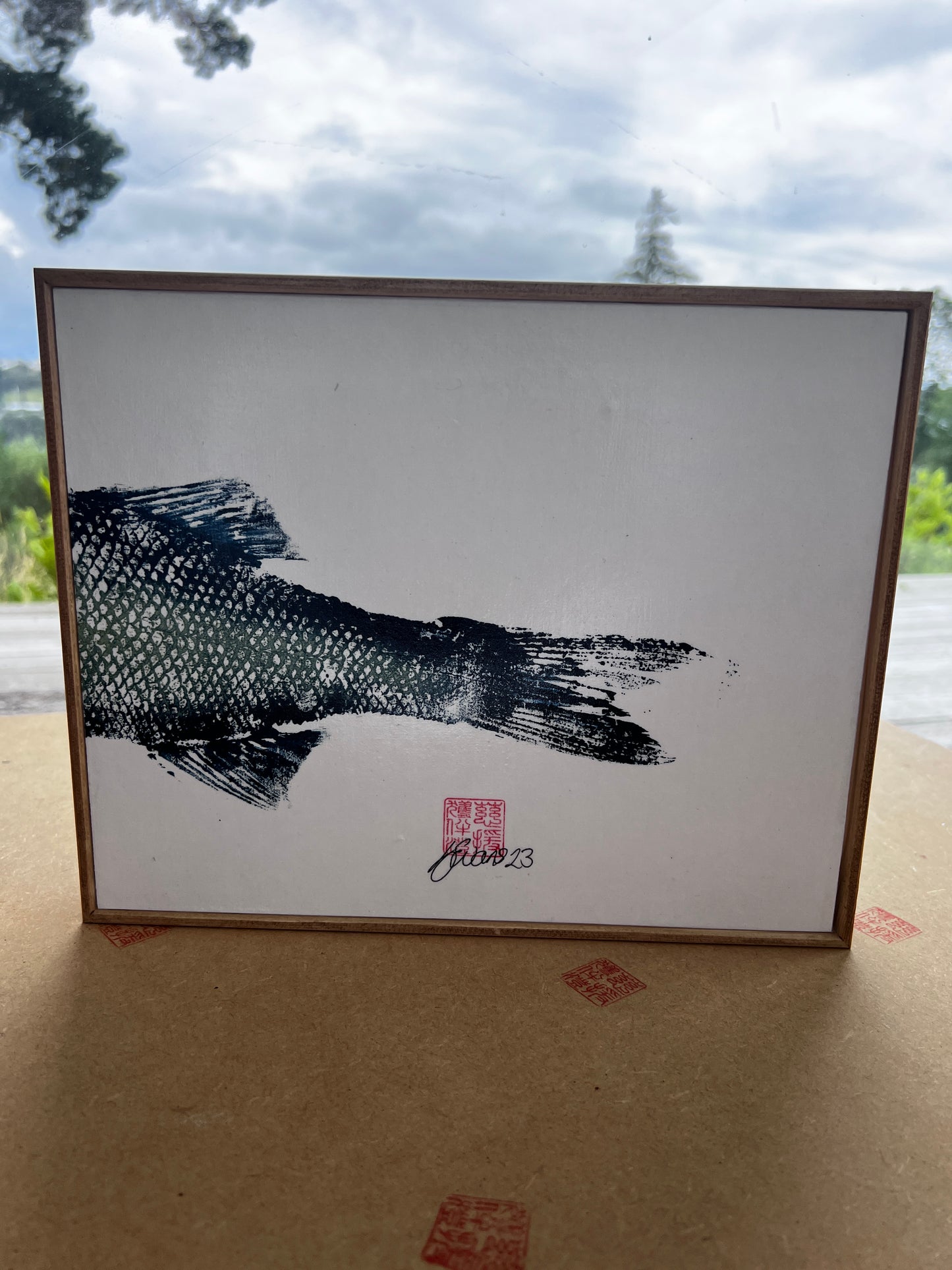Anglesey Sea Bass Diptych Gyotaku Print