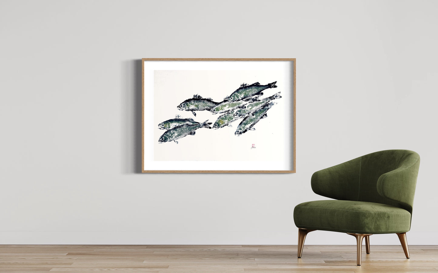 Large Gyotaku Sea Bass on Handmade Japanese paper