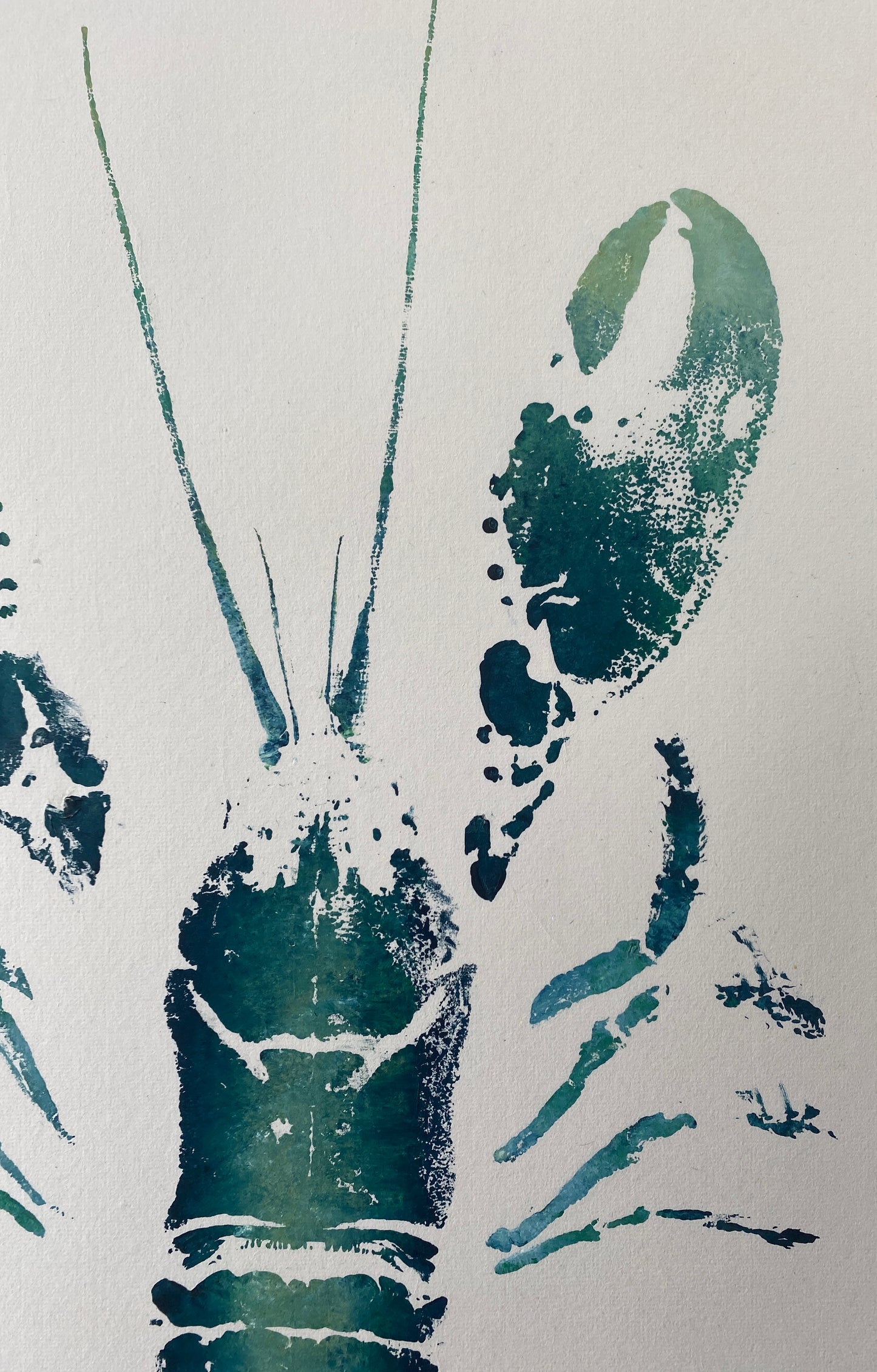 Menai Strait Lobster, Gyotaku Printed and Wet Mounted.