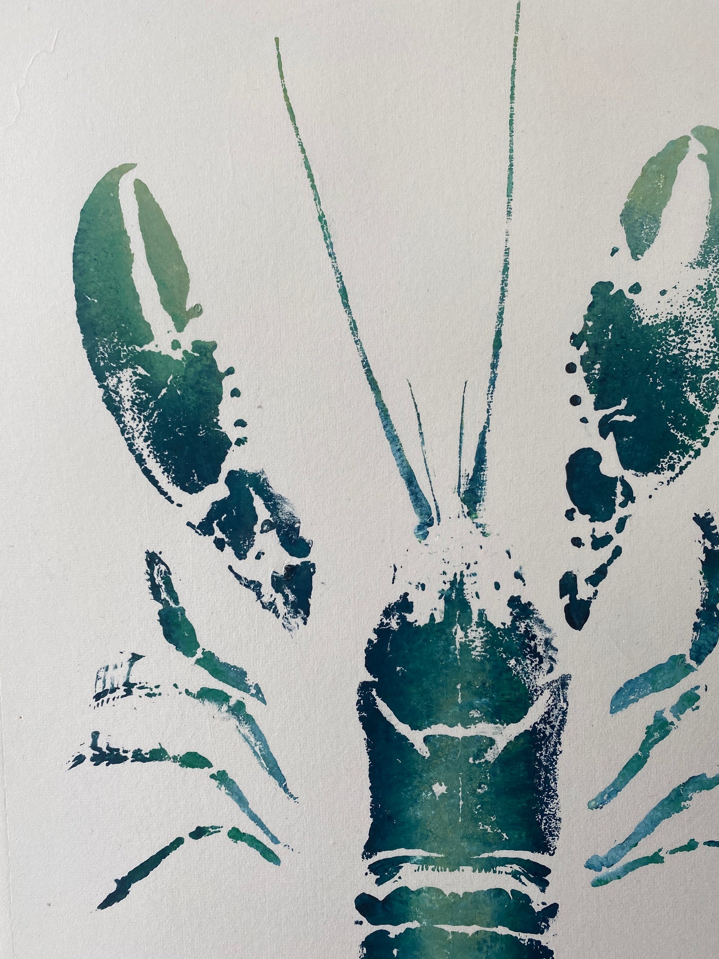 Menai Strait Lobster, Gyotaku Printed and Wet Mounted.