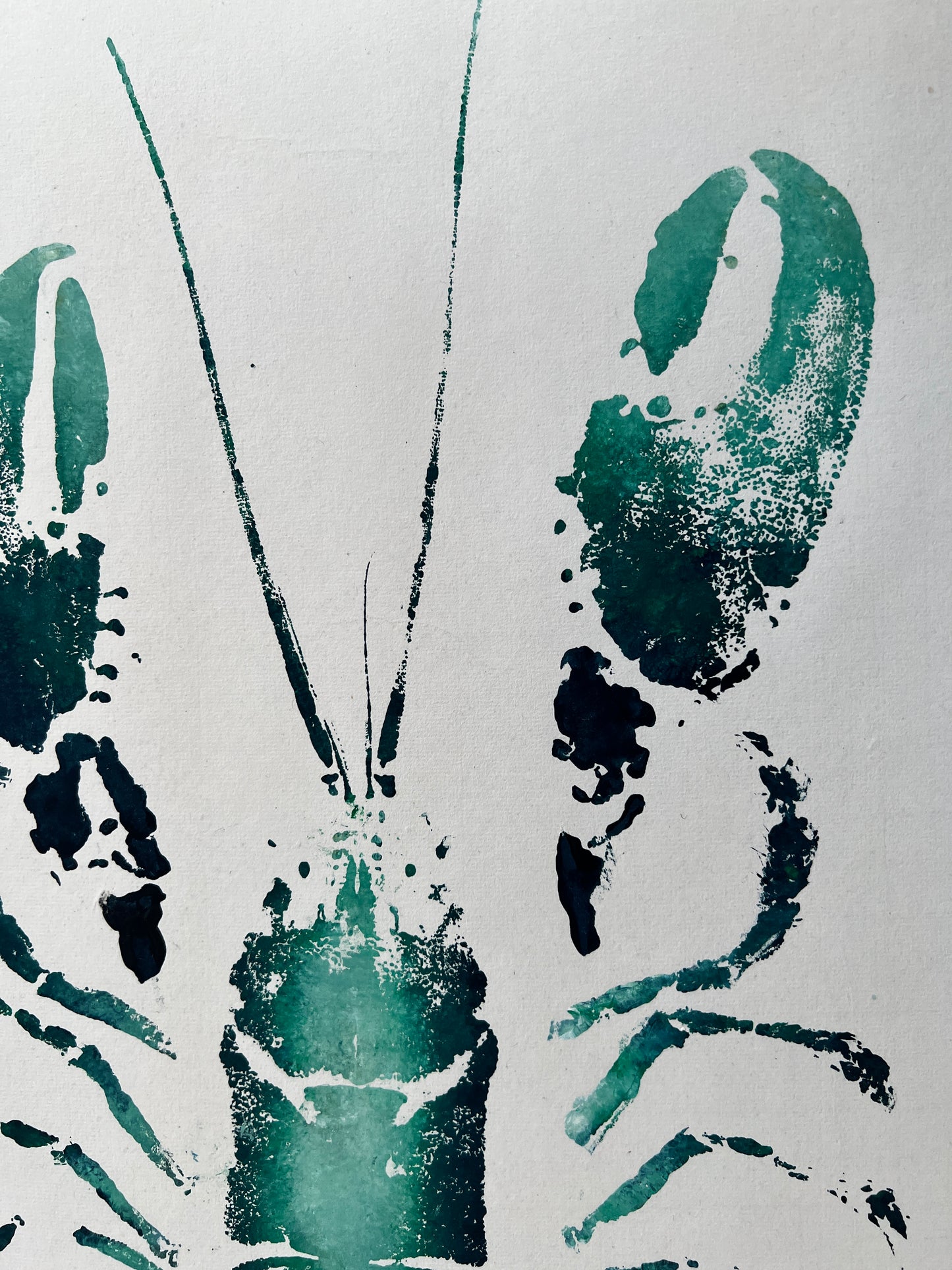 Menai Strait Lobster, Gyotaku Printed and Wet Mounted.