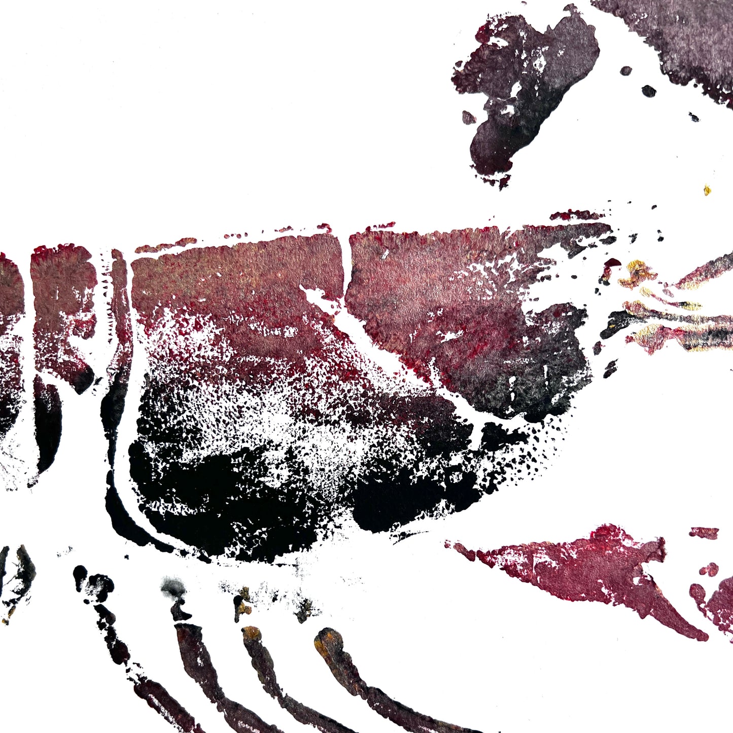 Menai Strait Lobster, Gyotaku Printed and Wet Mounted.
