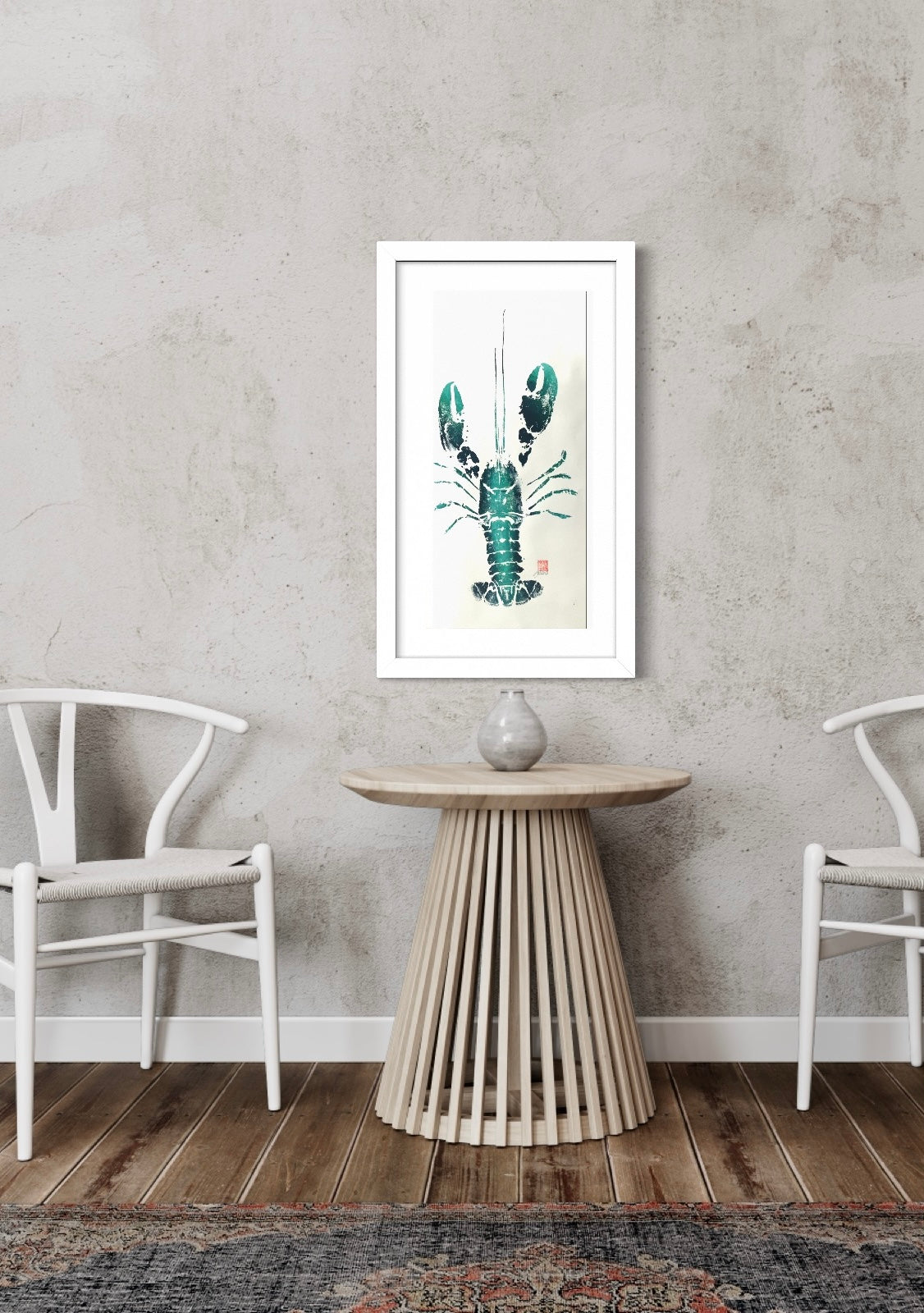 Menai Strait Lobster, Gyotaku Printed and Wet Mounted.