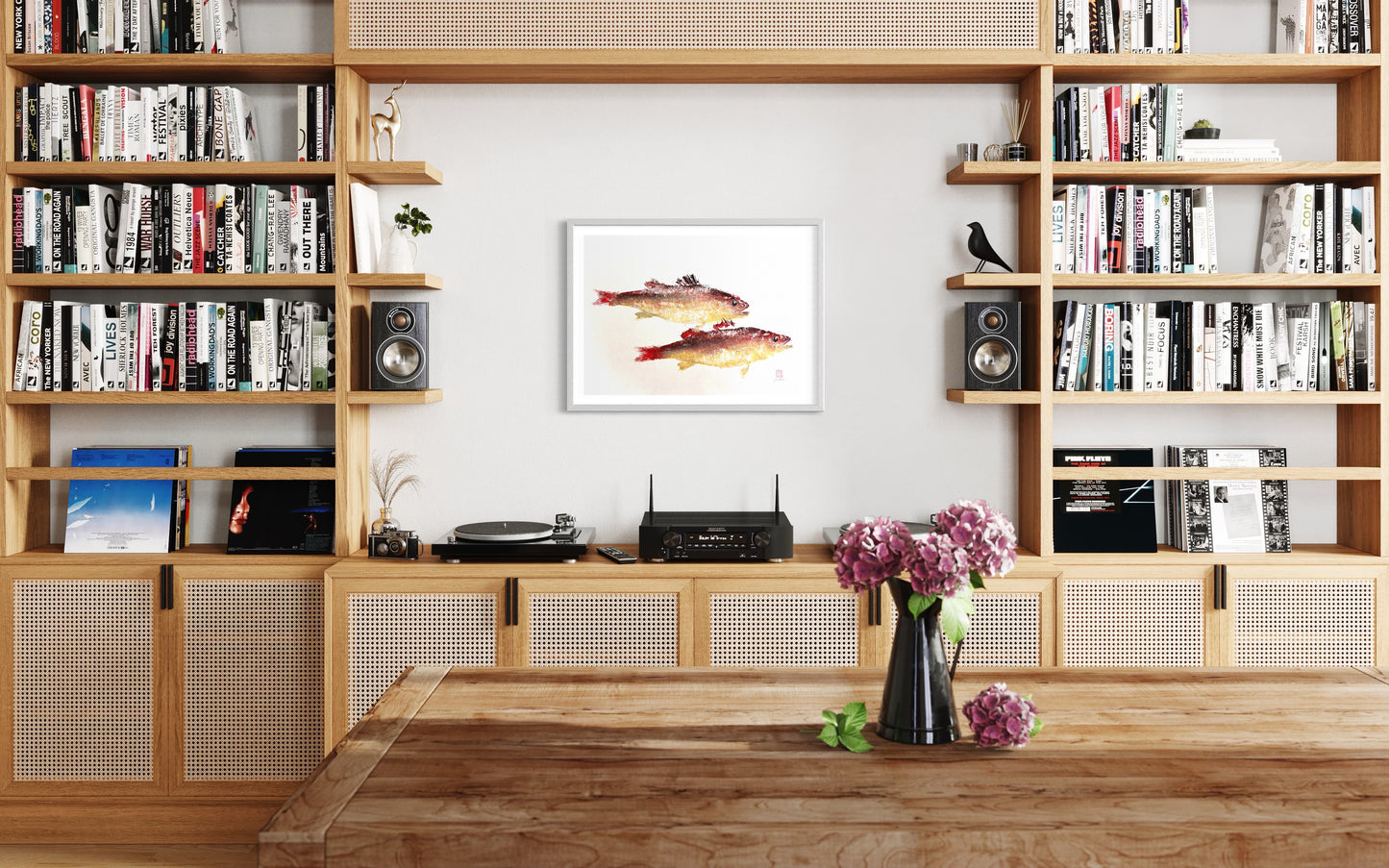 Menai Strait, Line Caught Sea Bass Gyotaku Printed and Wet Mounted.