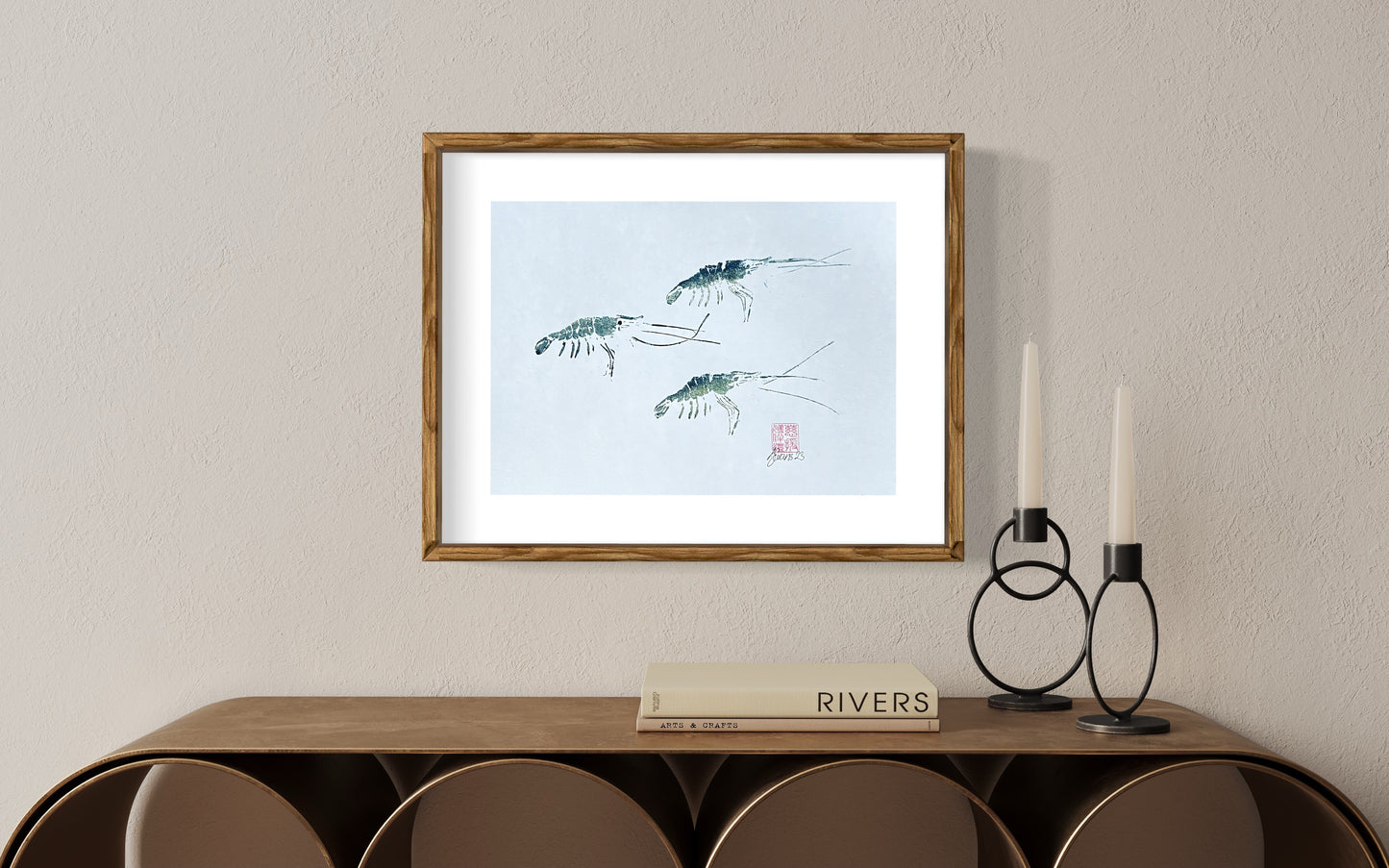 Triple print of Menai Strait Prawn