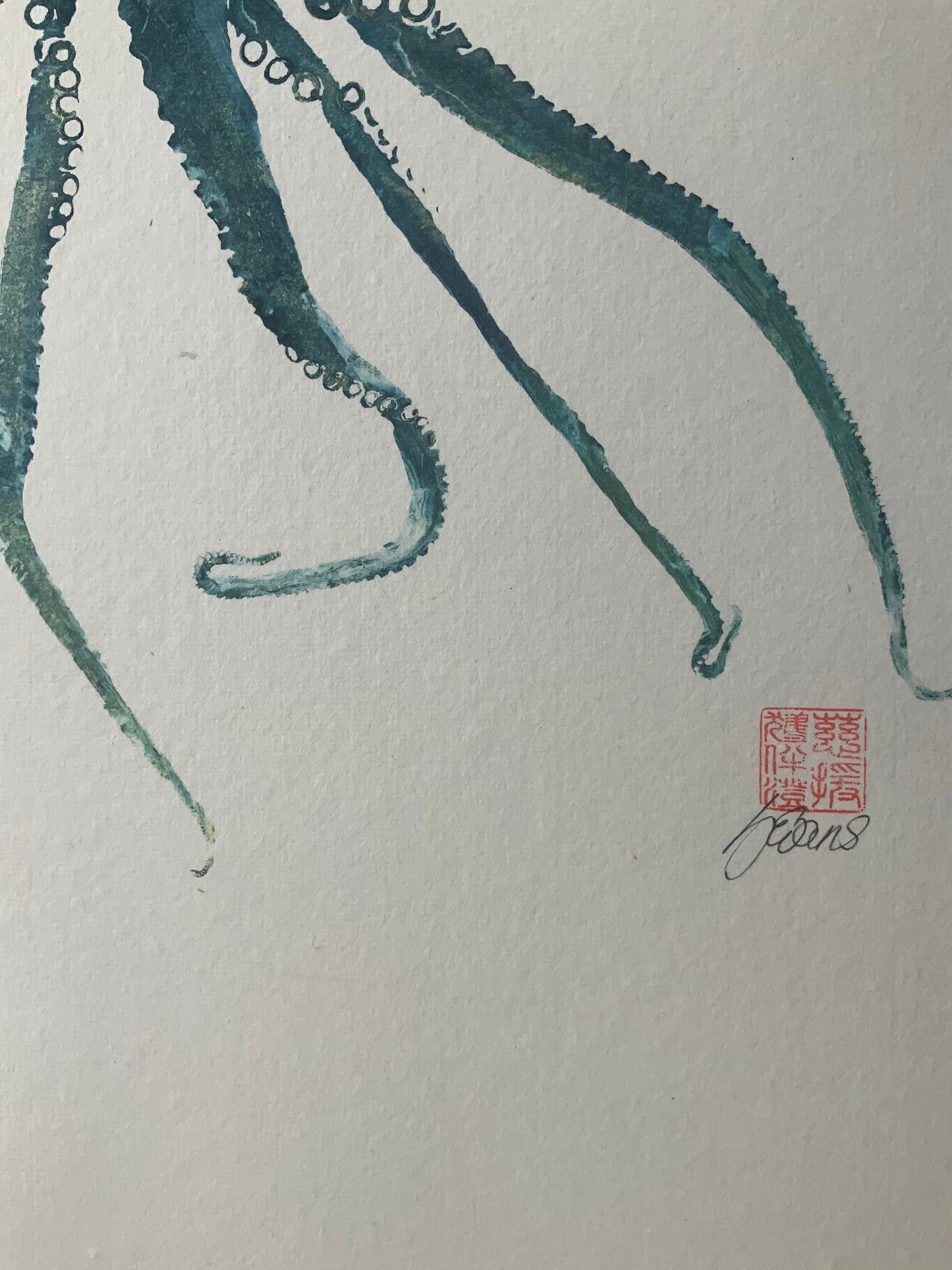 Octopus Gyotaku Printed and Wet Mounted.