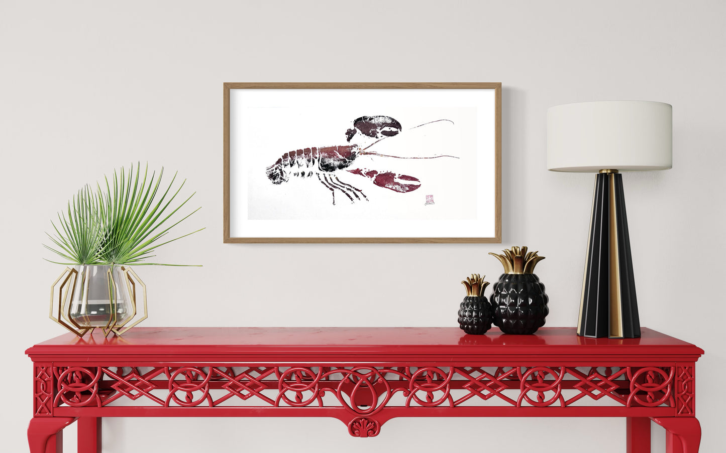 Menai Strait Lobster, Gyotaku Printed and Wet Mounted.