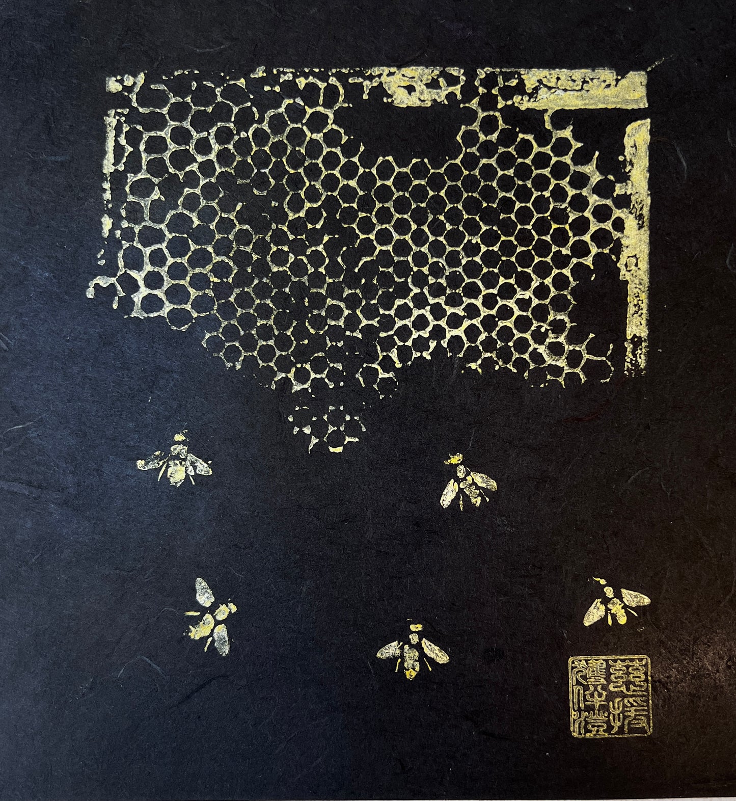 Manchester Bees and Honeycomb Gyotaku Print