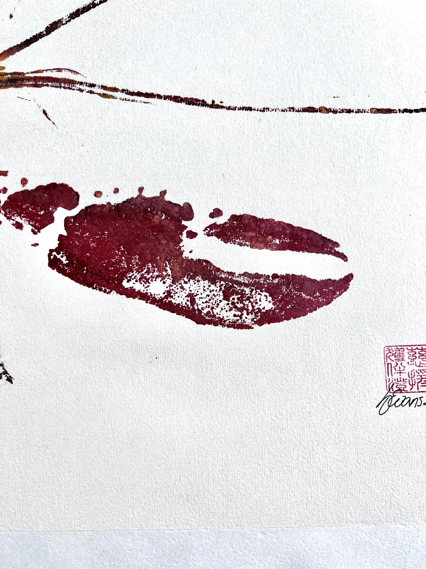 Menai Strait Lobster, Gyotaku Printed and Wet Mounted.