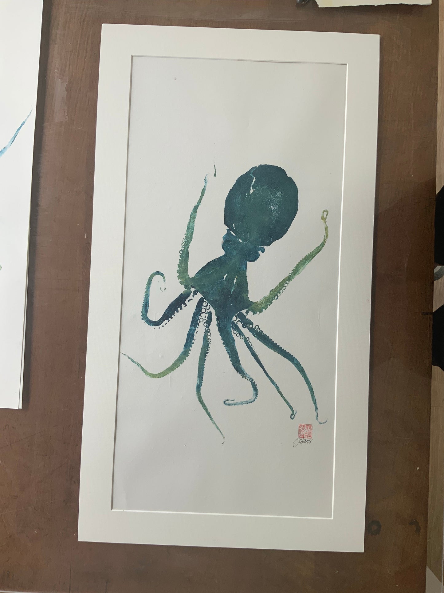 Octopus Gyotaku Printed and Wet Mounted.