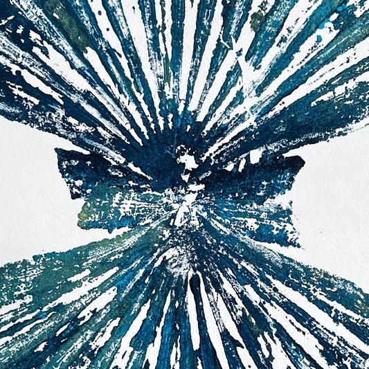 Scallop Shell Gyotaku Print, Wet Mounted