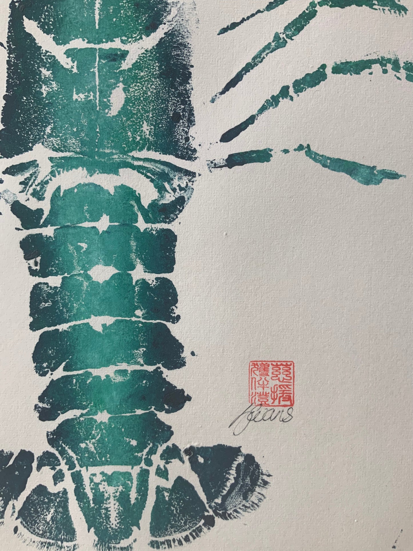 Menai Strait Lobster, Gyotaku Printed and Wet Mounted.