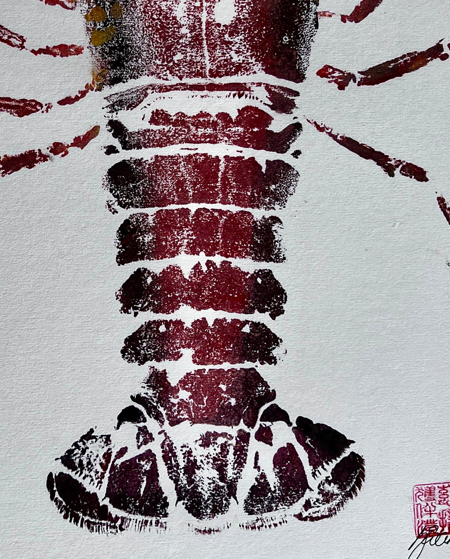 Hand Printed Lobster from Anglesey by Jane Evans