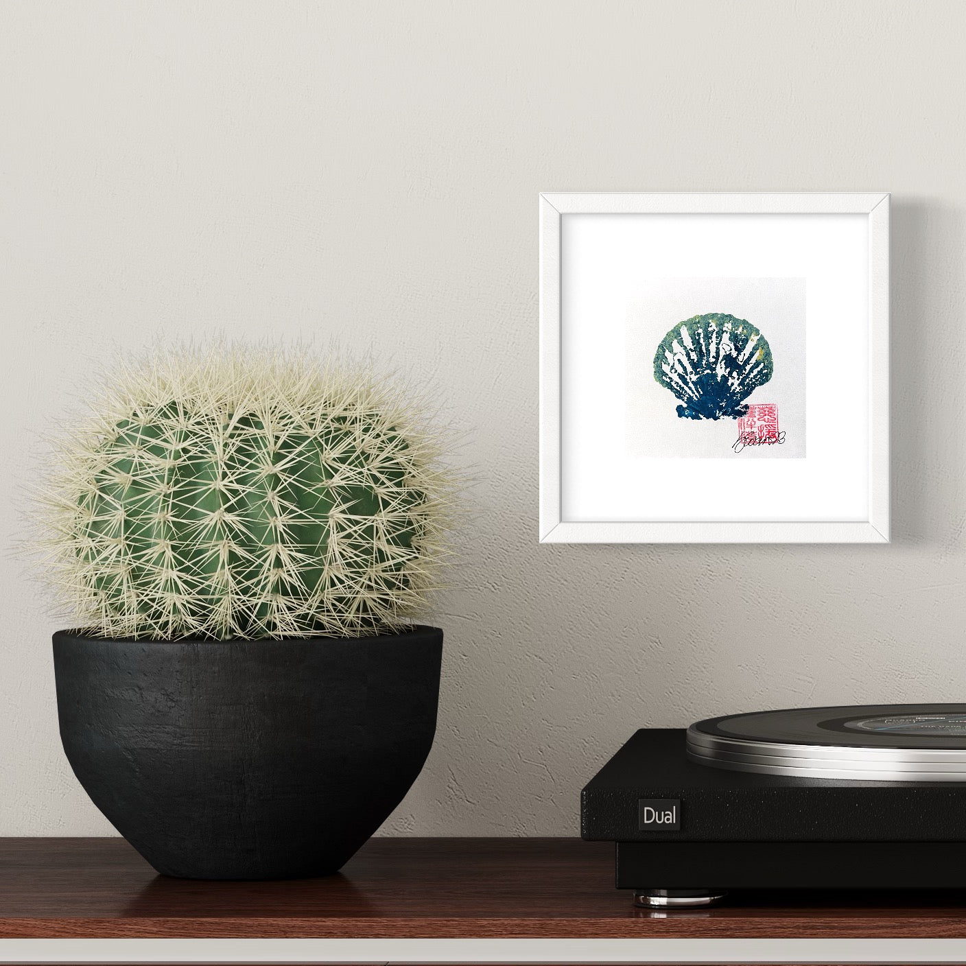 Scallop Shell Gyotaku Print Mini