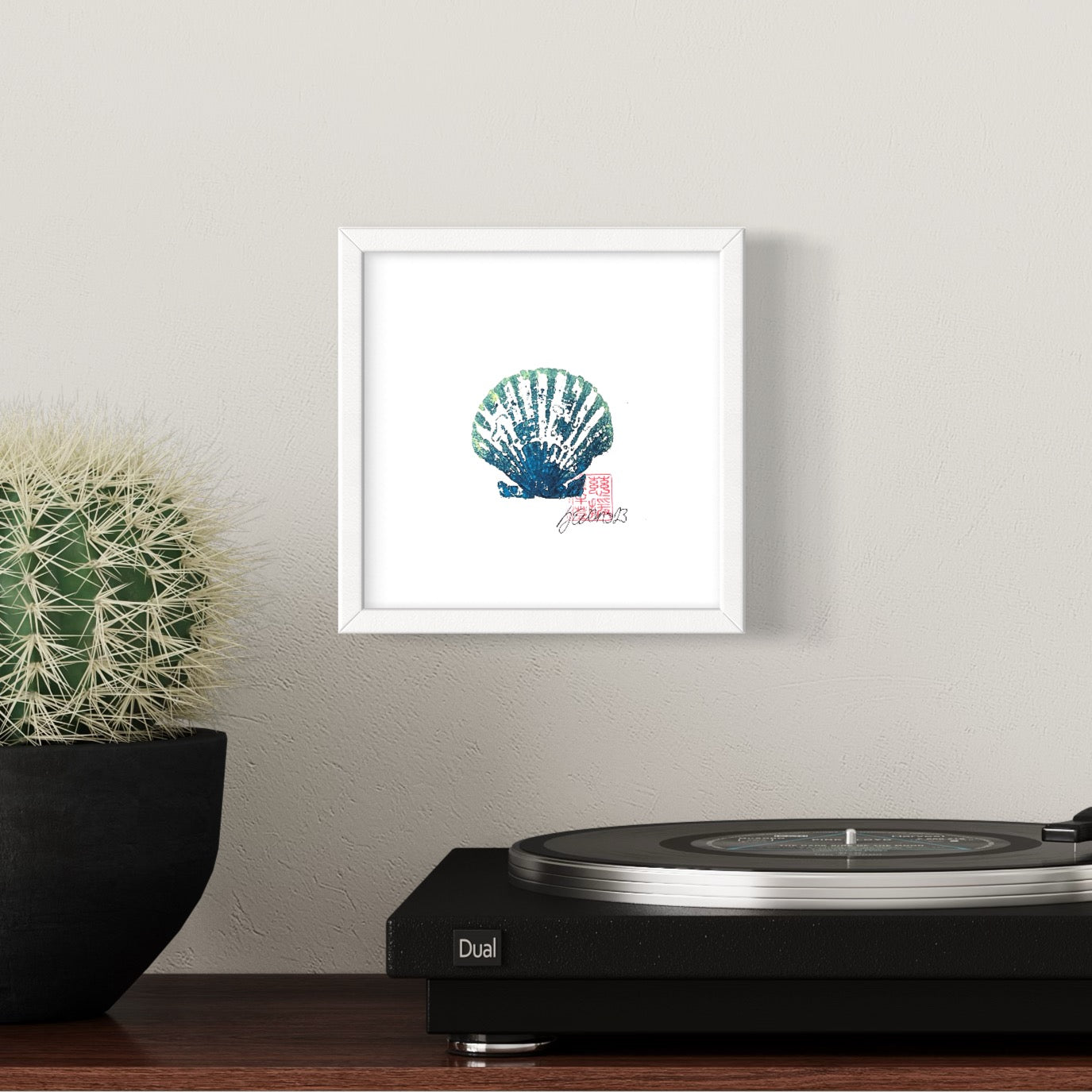 Scallop Shell Gyotaku Print Mini