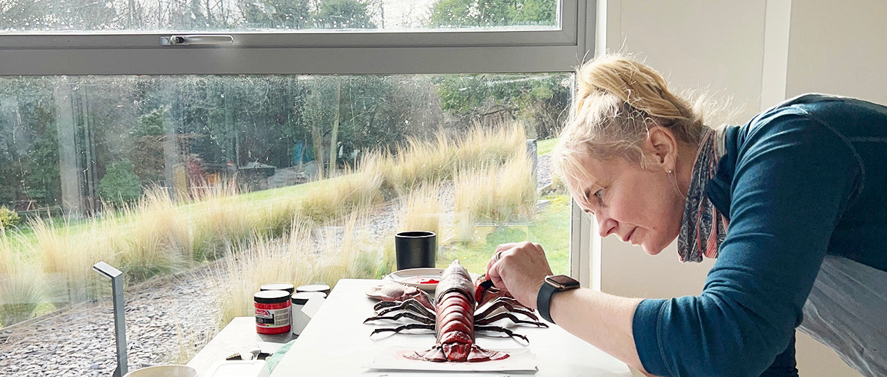 Hand Printed Lobster from Anglesey by Jane Evans