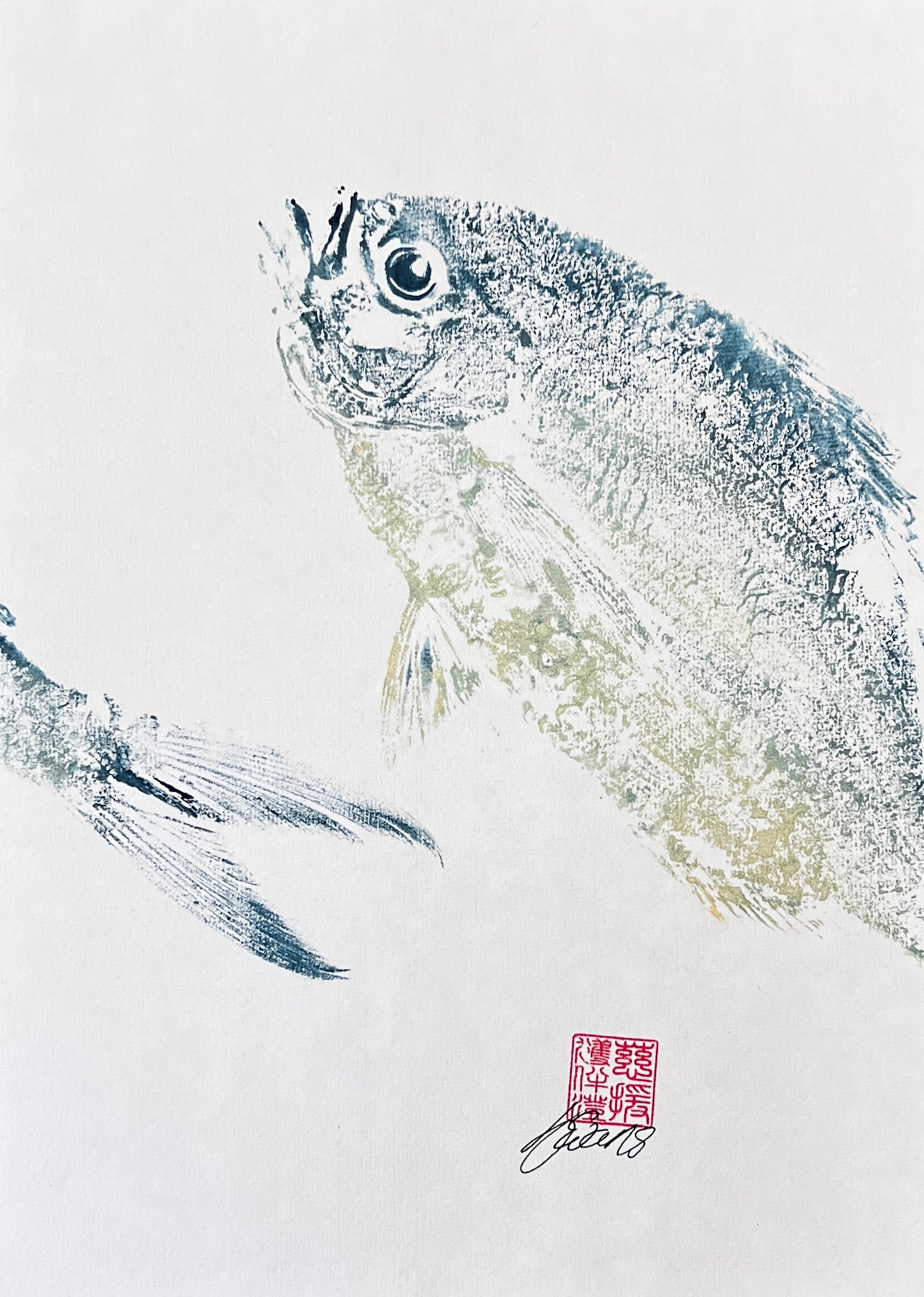 A4 Gyotaku of a Snapper