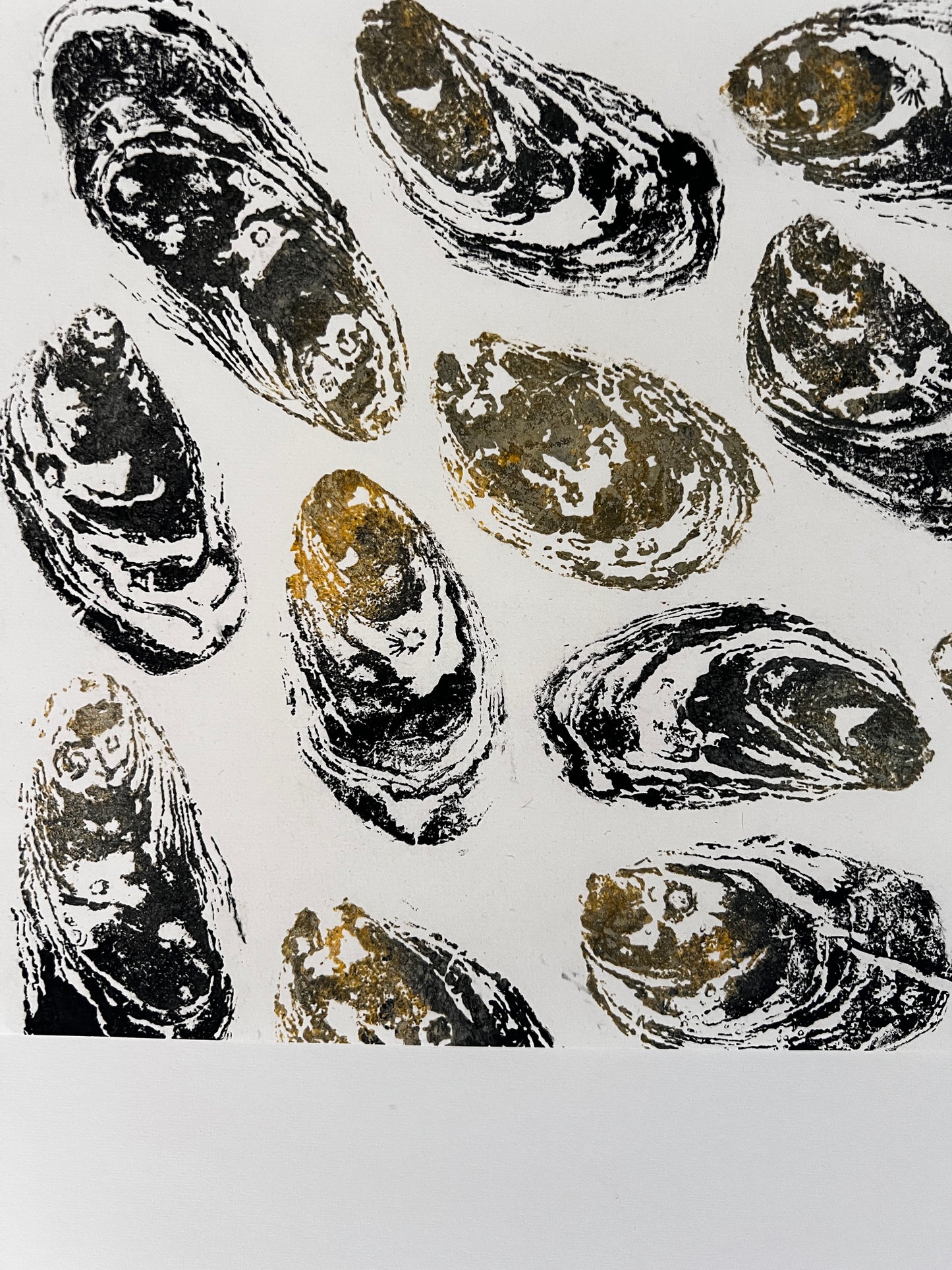 Gyotaku Impression taken from the surface of Pacific Oyster Shells