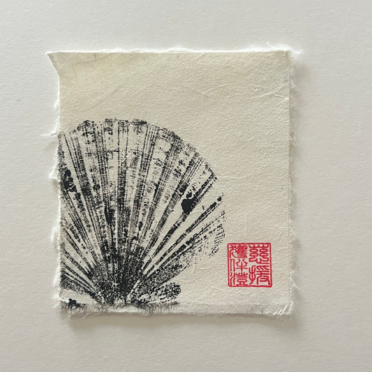 Scallop Shell Mini Print – Black Ink on Thai Mulberry Paper