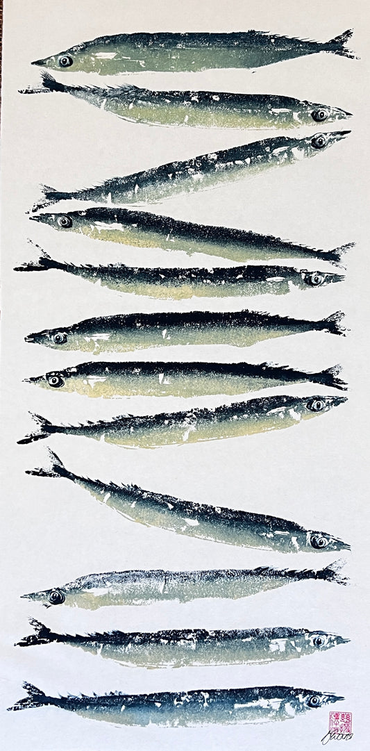 Gyotaku print from a Garfish