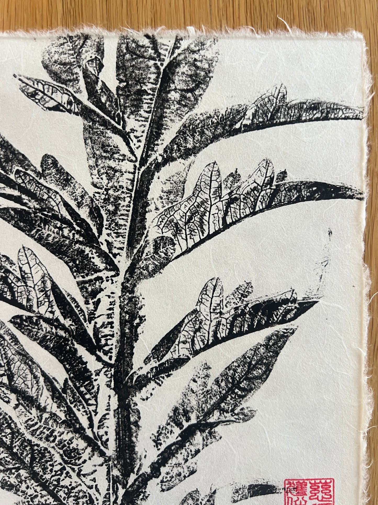 Artichoke Leaf Mini Print – Black Ink on Thai Mulberry Paper