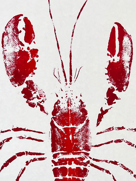 Menai Strait Lobster, Gyotaku Printed in Red ink.