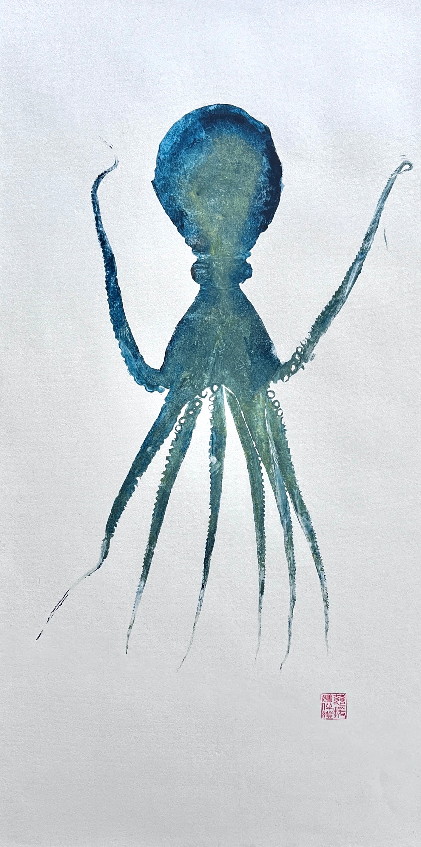 Gyotaku impression taken from the surface of Octopus