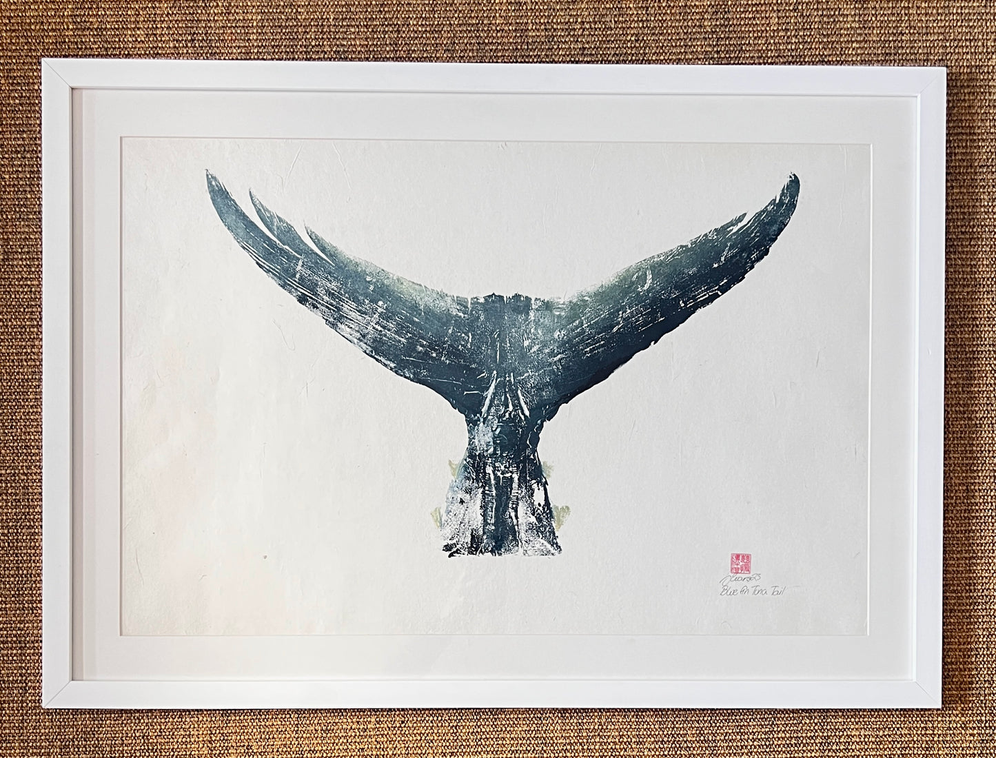 Framed Gyotaku impression taken from a Blue Fin Tuna Tail