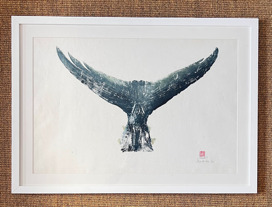 Framed Gyotaku impression taken from a Blue Fin Tuna Tail