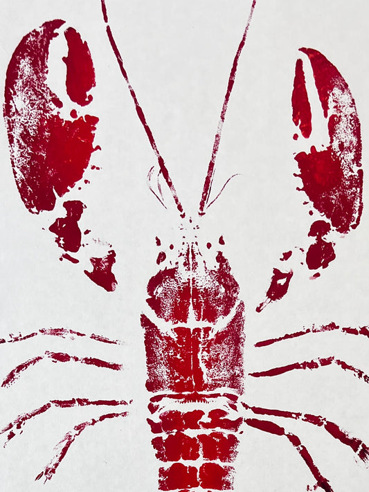 Menai Strait Lobster, Gyotaku Printed in Red ink.