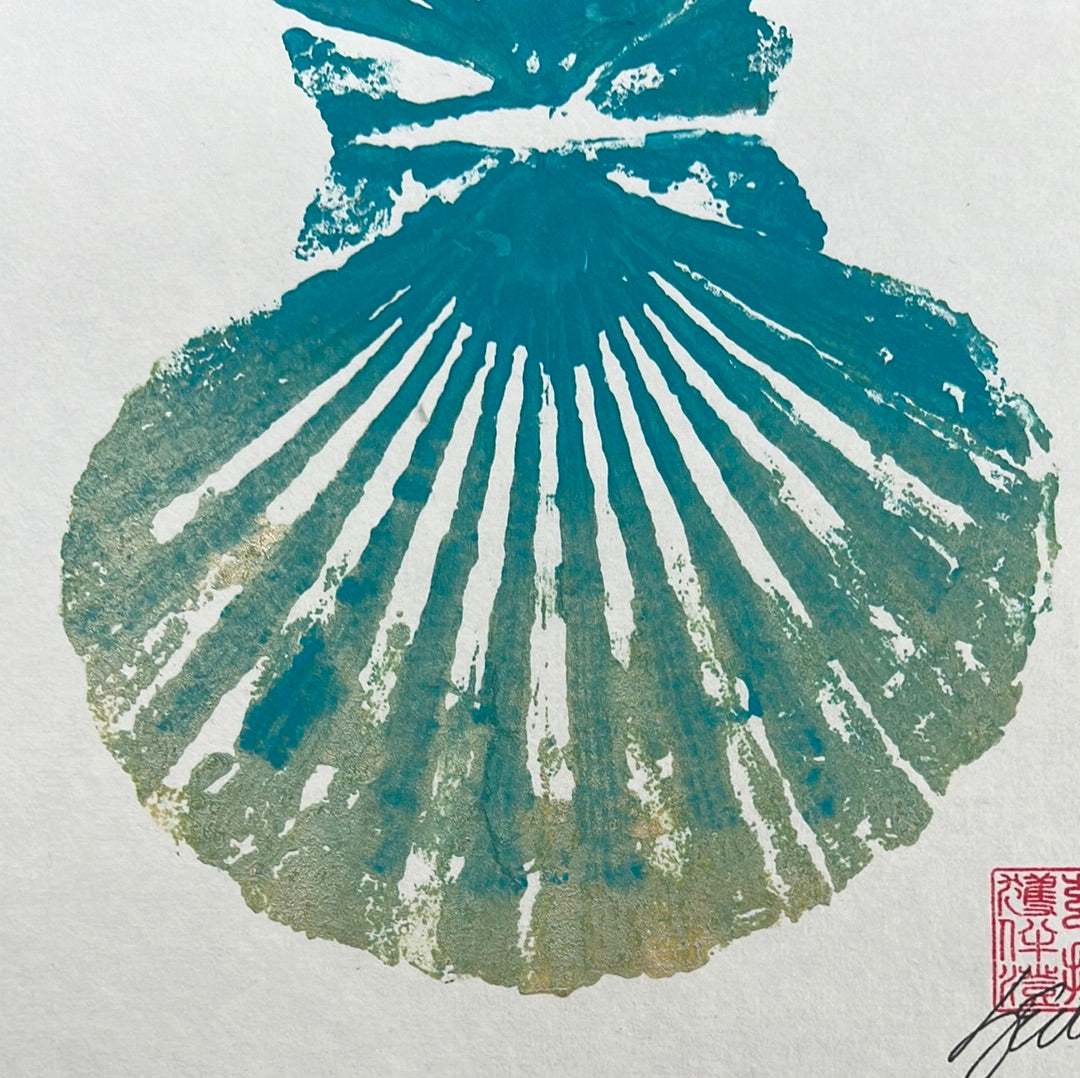 Scallop Shell Duo Gyotaku