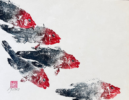 Menai Strait Wrasse Gyotaku Print