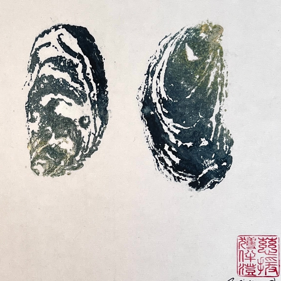 Gyotaku Impression taken from the surface of Pacific Oyster Shells