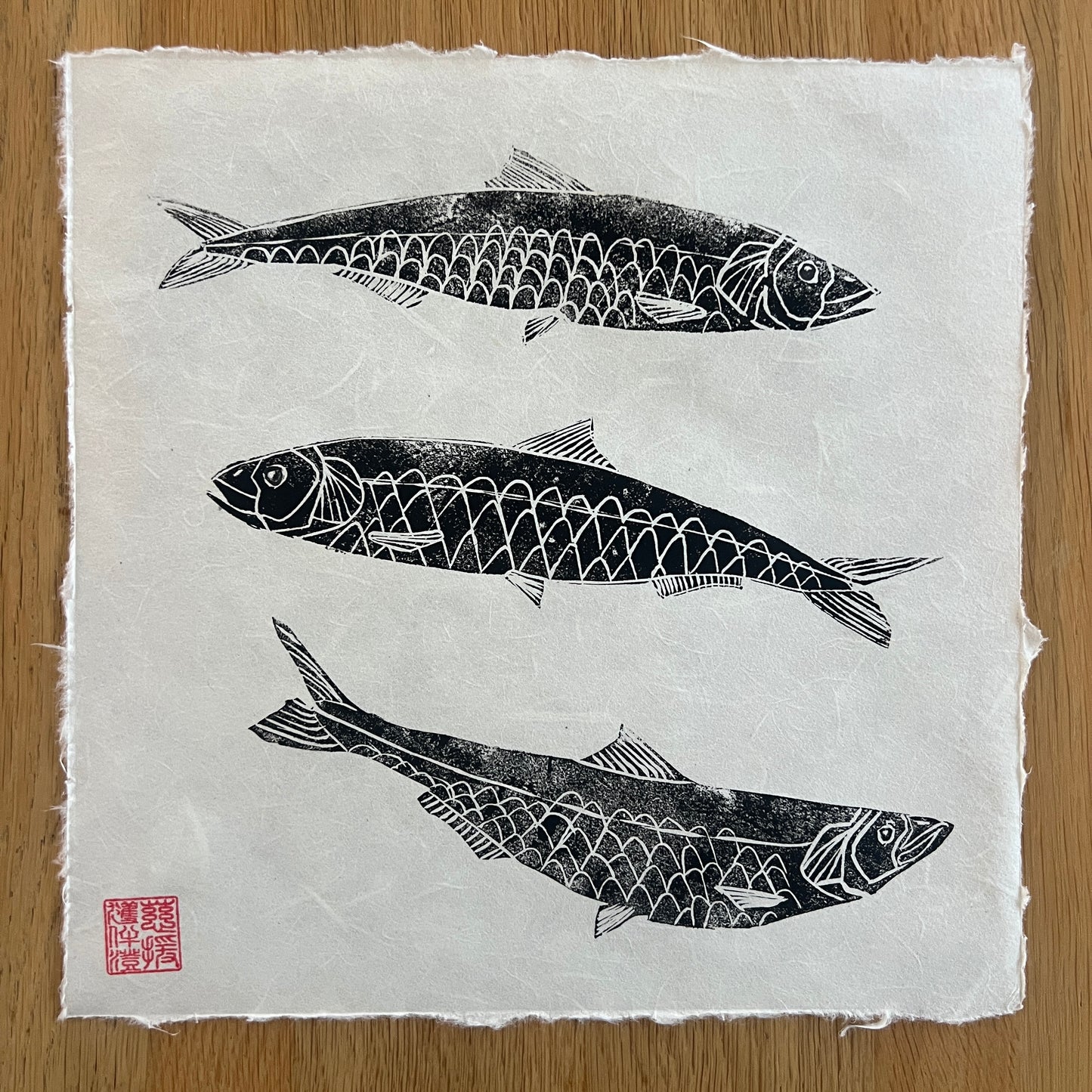 10 x 10 Inch Sardines Print – Linotaku Marine Wall Art