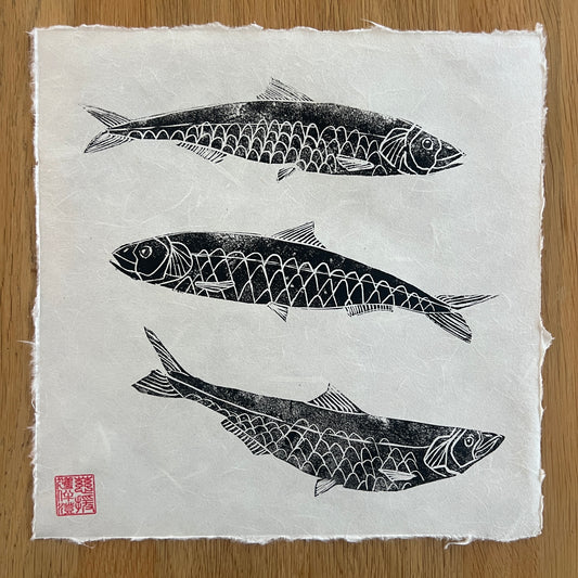 10 x 10 Inch Sardines Print – Linotaku Marine Wall Art