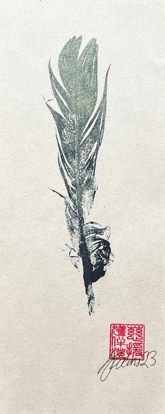 Small Bird Feather – Gyotaku Print