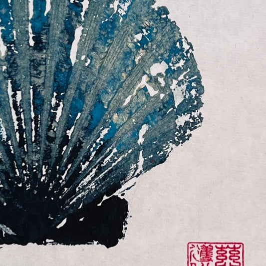 Scallop Shell Gyotaku Print A5