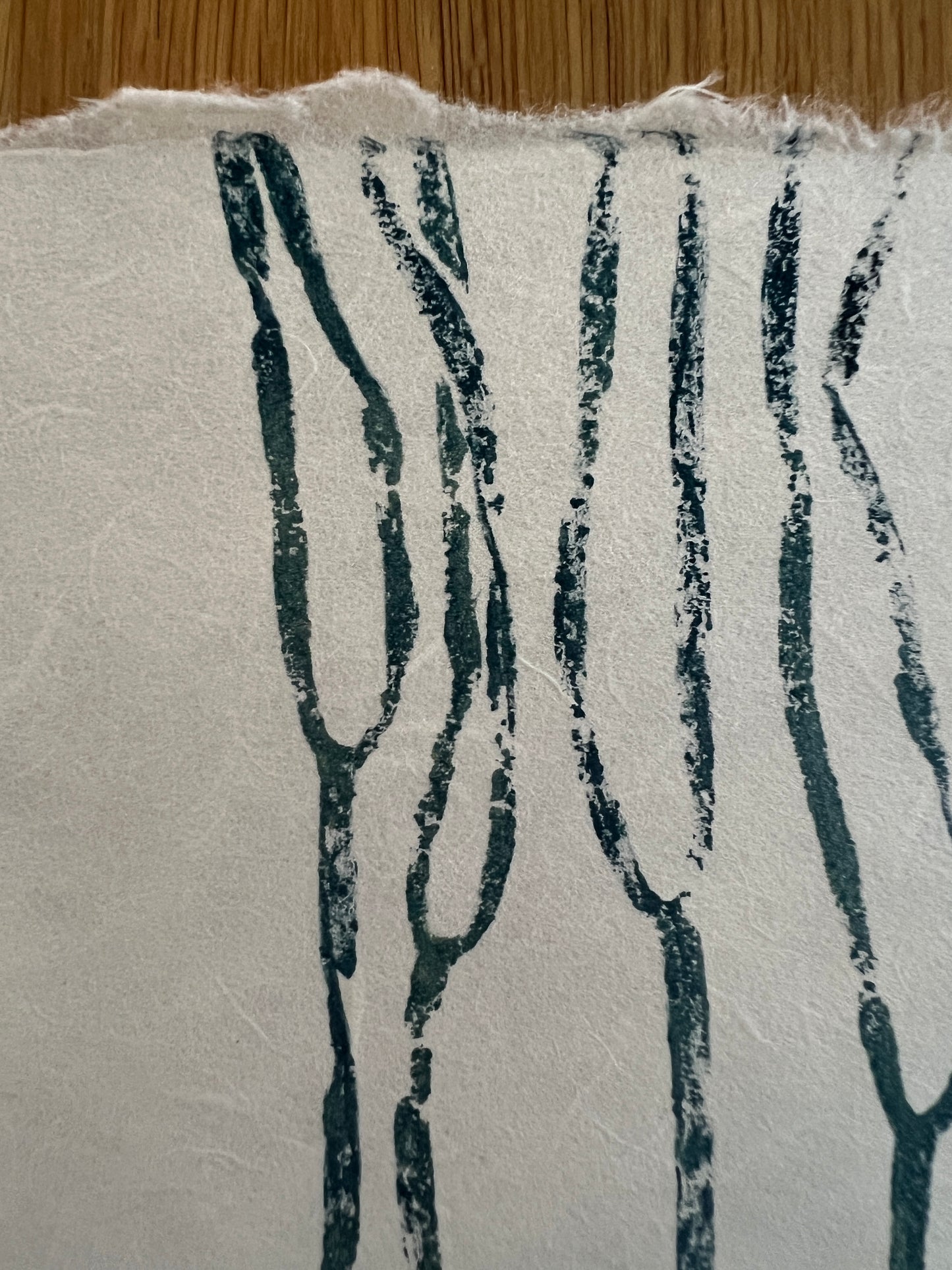 Sea Spaghetti Mini Print – Blue & Gold on Thai Mulberry Paper