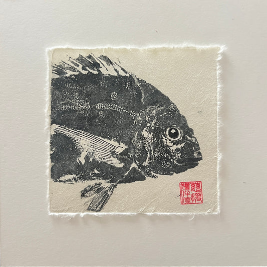 Sea Bream Mini Print – Black Ink on Thai Mulberry Paper