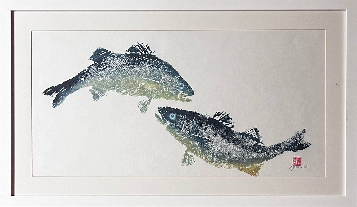 Anglesey Sea Bass Duo Gyotaku