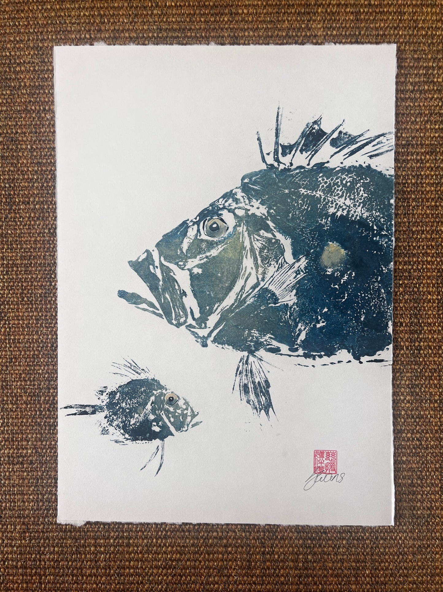 John Dory & Juvenile – Gyotaku Print Framed